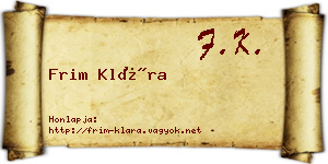 Frim Klára névjegykártya